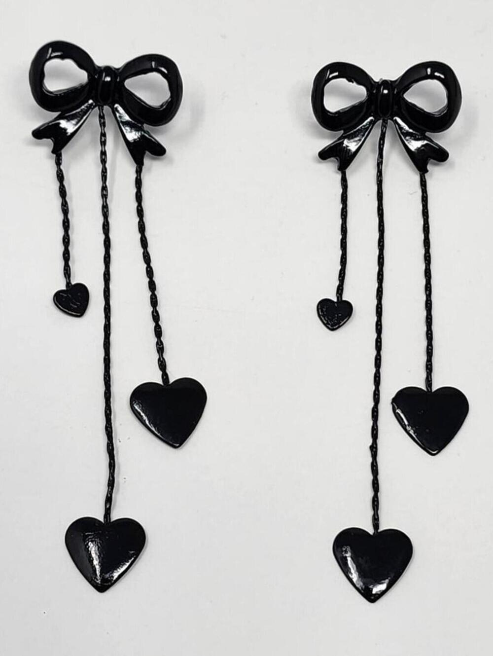 Black Bow Preppy Goth Stud Earrings